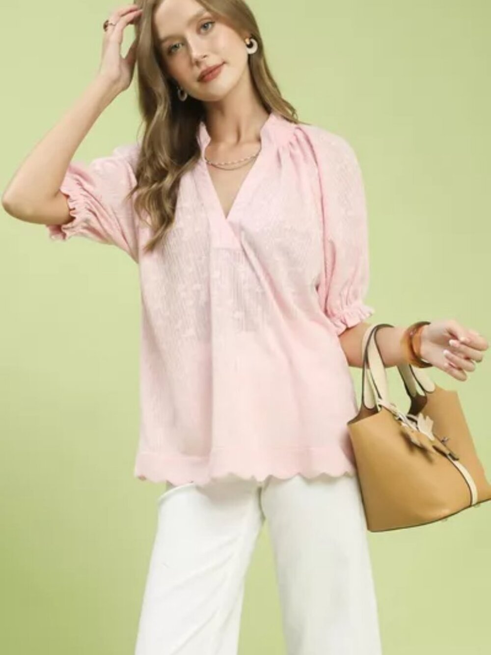 Umgee Textured Pintuck Blouse